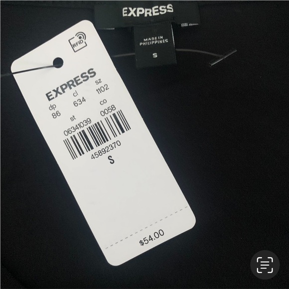 NWT Express Floral Lace 3/4 Puff Sleeve Crew Neck Elastic Hem Top Black Small - Picture 10 of 10